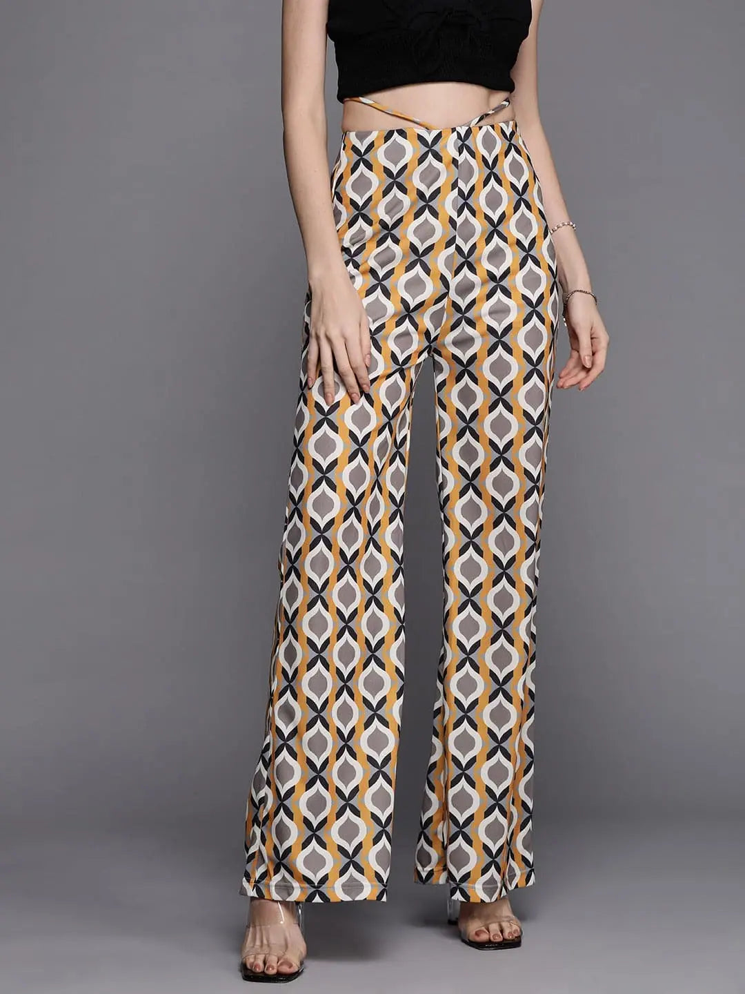 Women's Mustard Geometric Bellbottoms | Western Wear Outfits