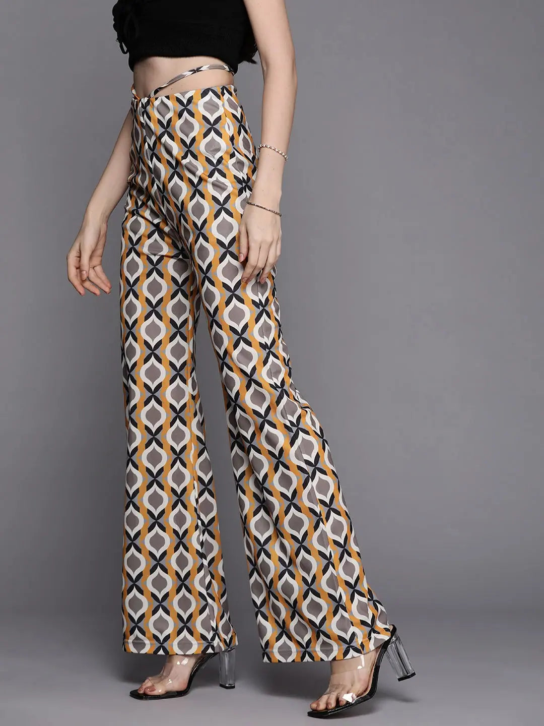 Women's Mustard Geometric Bellbottoms | Western Wear Outfits