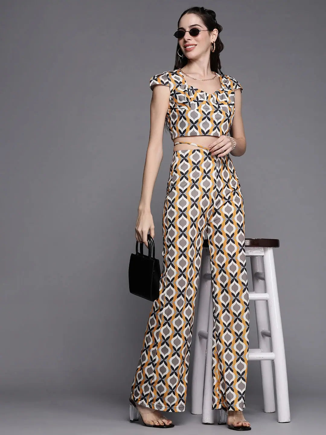 Women's Mustard Geometric Bellbottoms | Western Wear Outfits