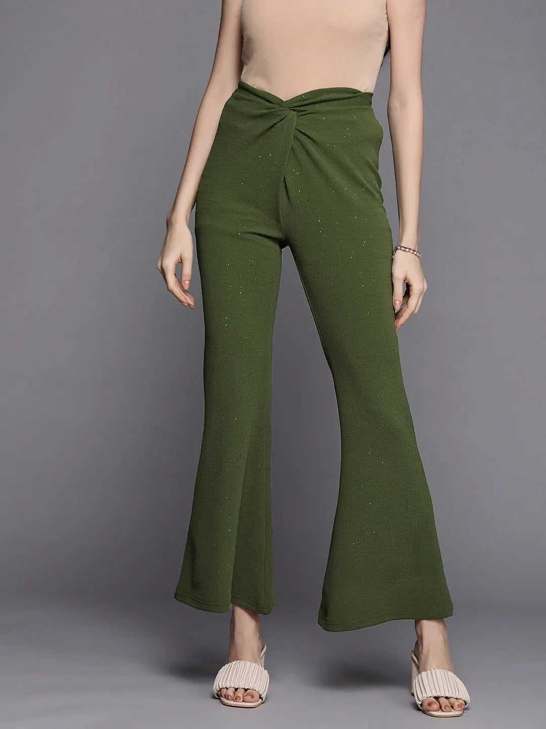 Olive Shimmer Bellbottoms - Women's Western Wear Outfits