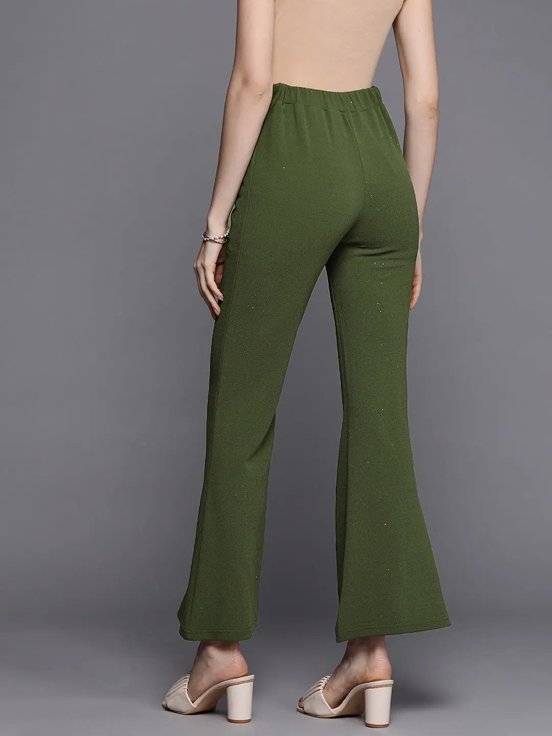 Olive Shimmer Bellbottoms - Women's Western Wear Outfits