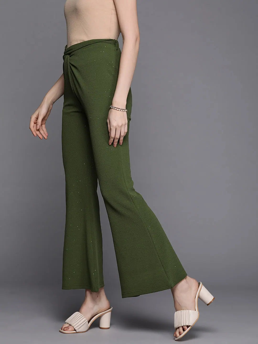 Olive Shimmer Bellbottoms - Women's Western Wear Outfits