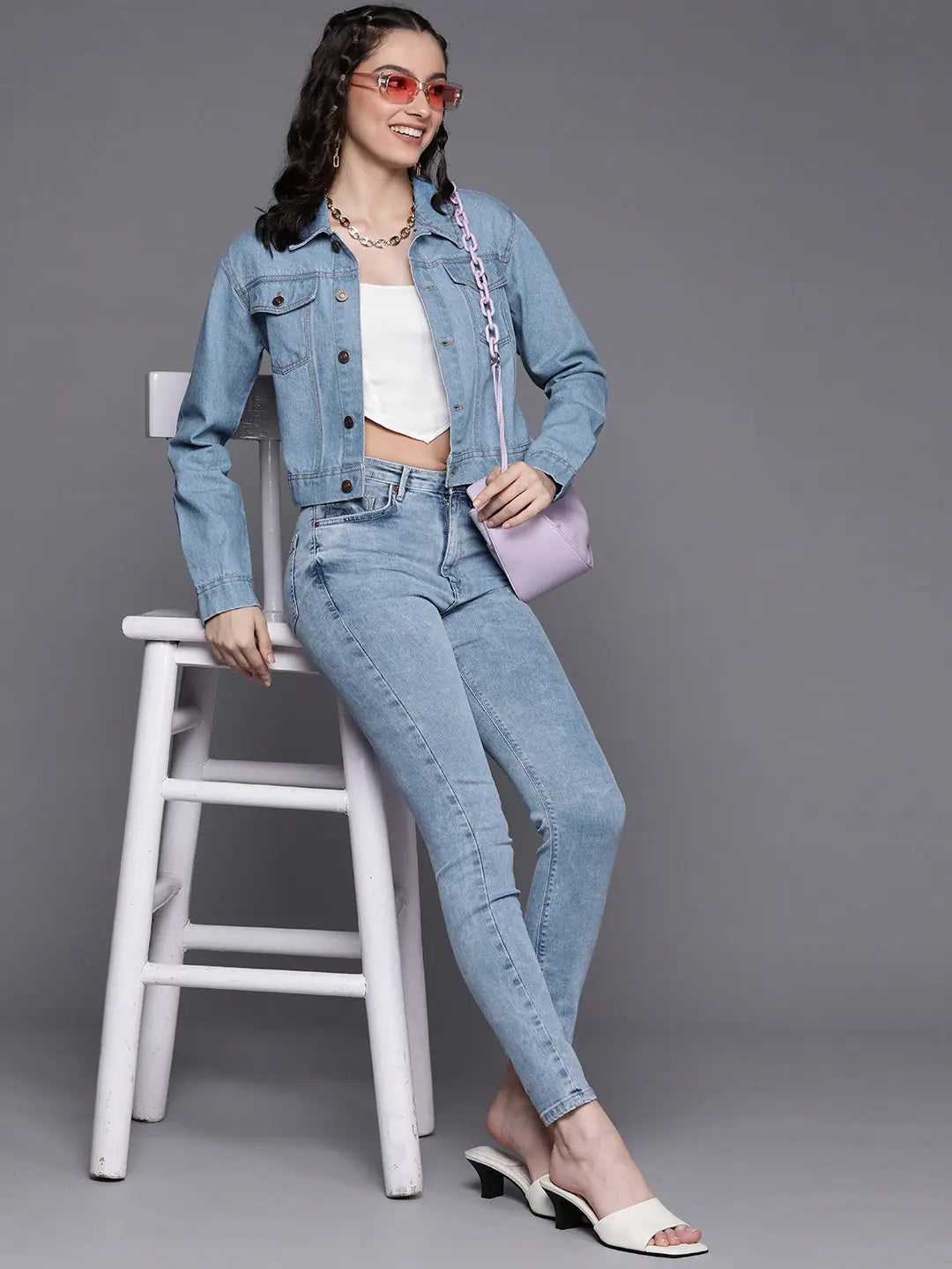 Printed Denim Jacket | Trendy Women's Outerwear & Jackets