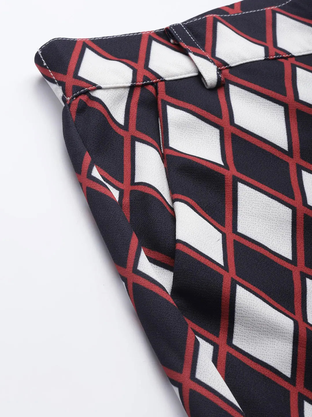 Navy Geometric Bellbottom Pants - Women's Western Clothing