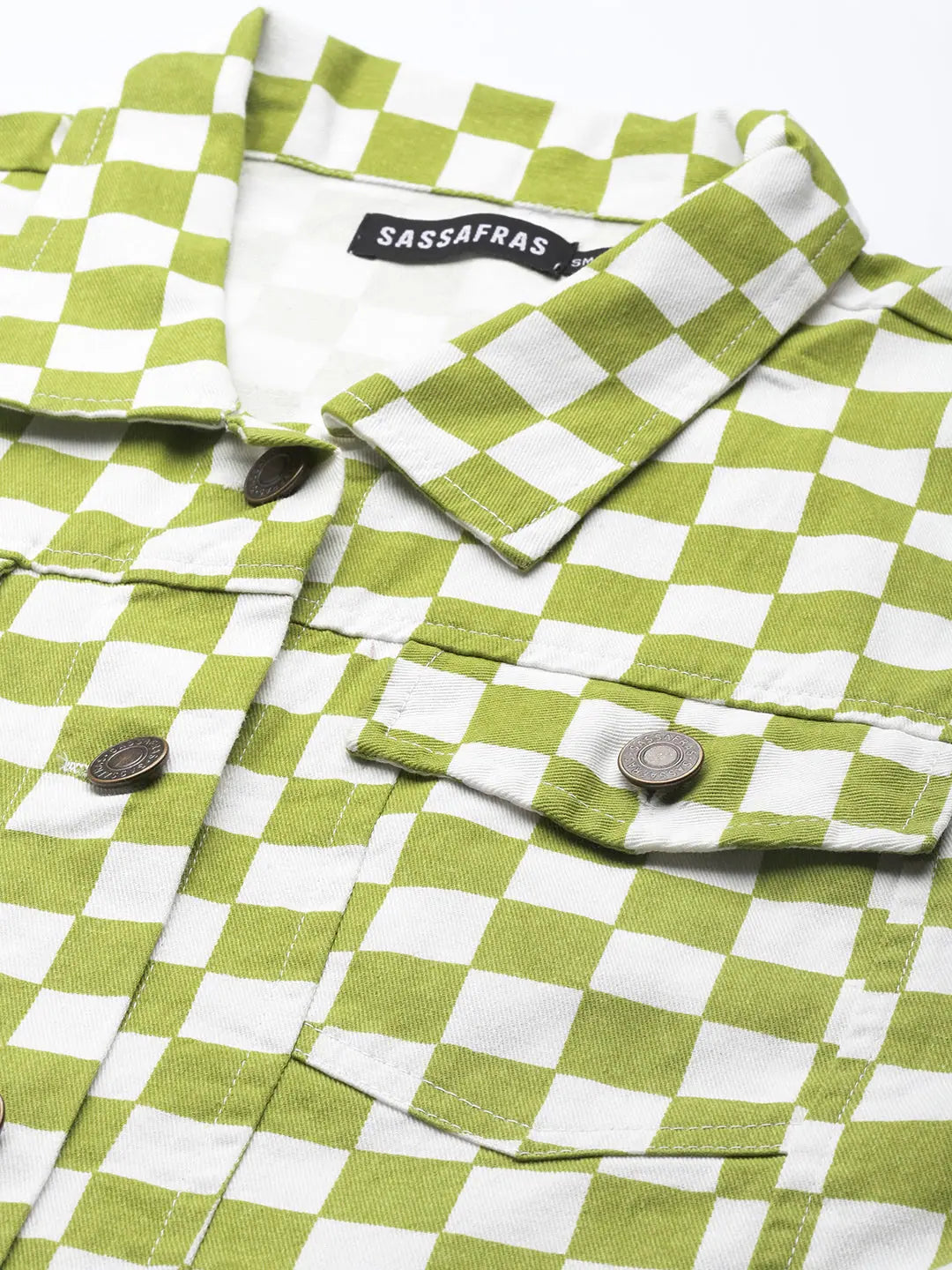 Green Chequerboard Crop Jacket | Women's Fashion Jackets