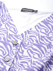 Women Printed Purple Sleeveless Jacket