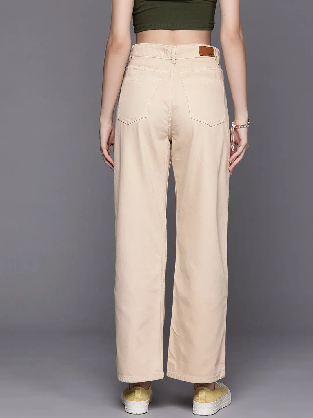 Beige Floral Print Jeans | Women's Western Outfits & Apparel