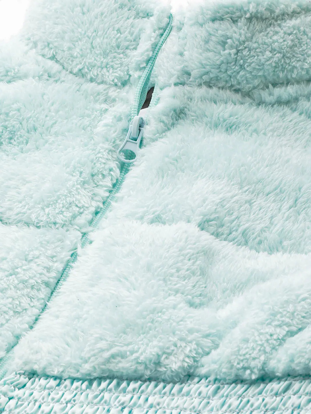 Women's Blue Quilted Fur Jacket | Trendy Women's Outerwear