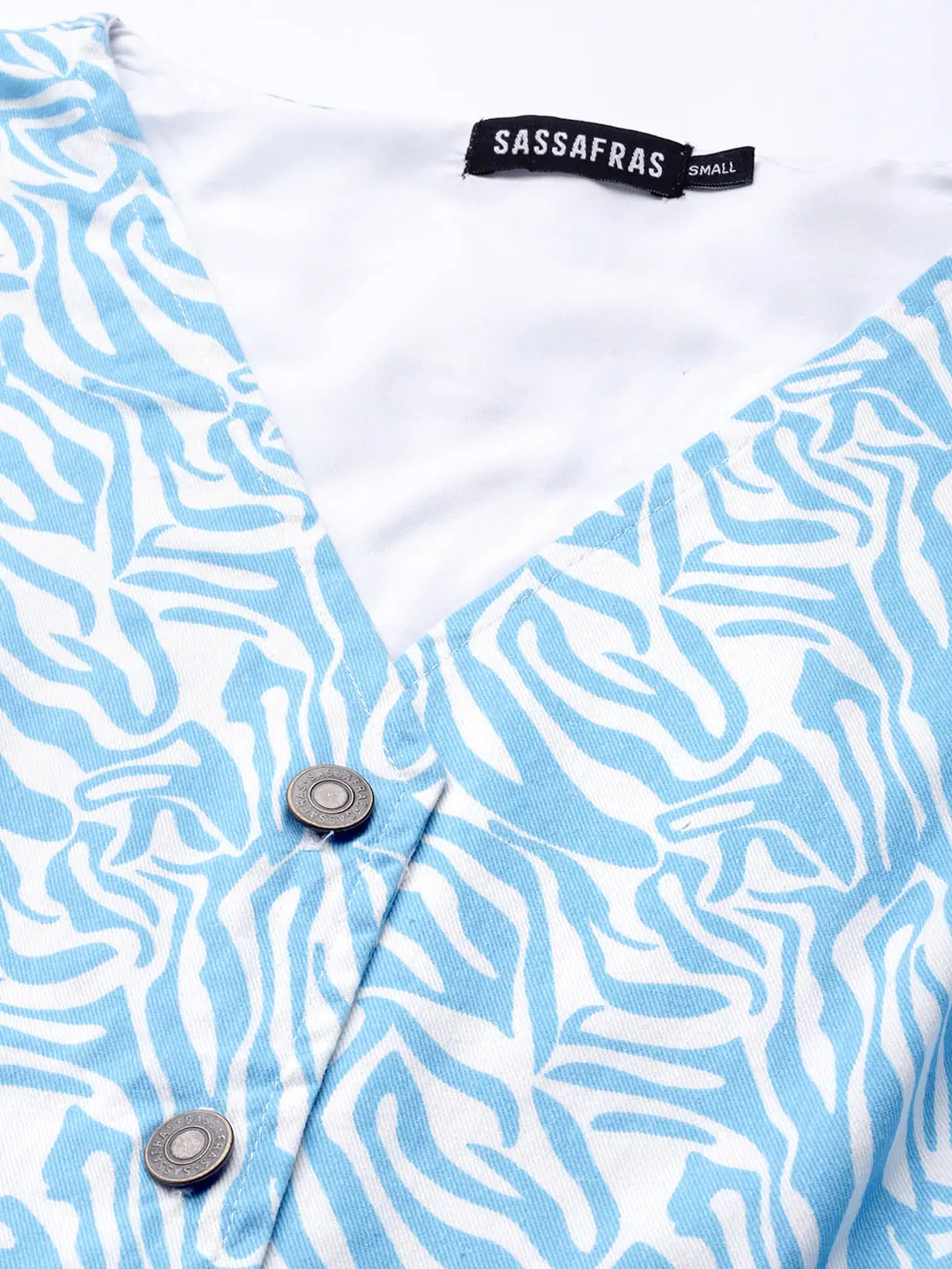 Printed Blue Sleeveless Jacket | Women's Fashion Jackets