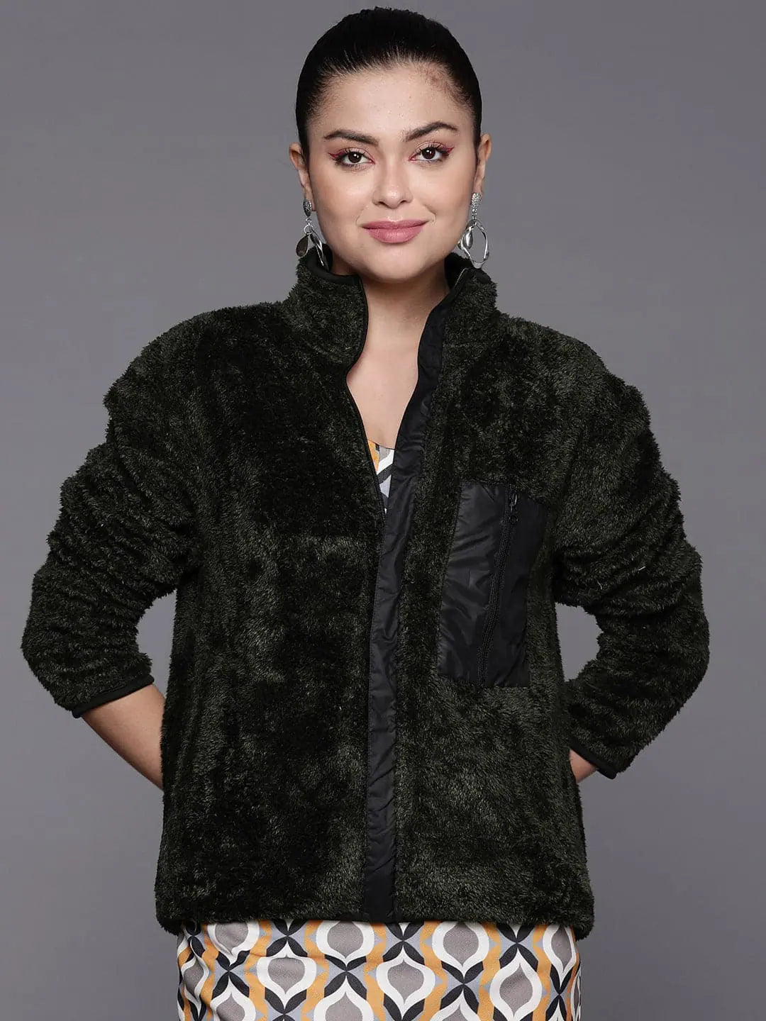 Olive Faux Fur Jacket - Women's Winter Coats & Fashion