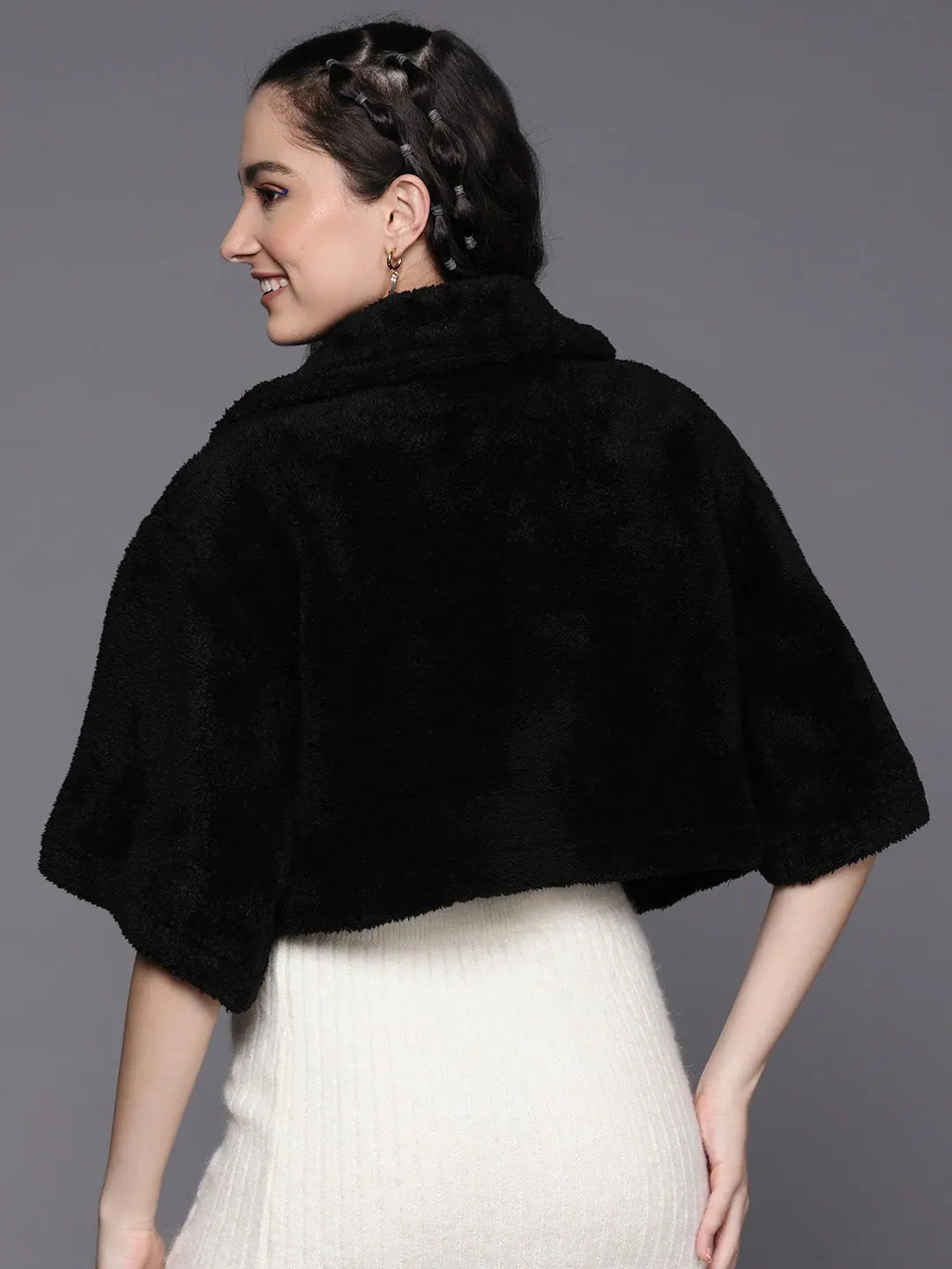 Black Faux Fur Women's Jacket | Trendy Women's Fashion Jacket