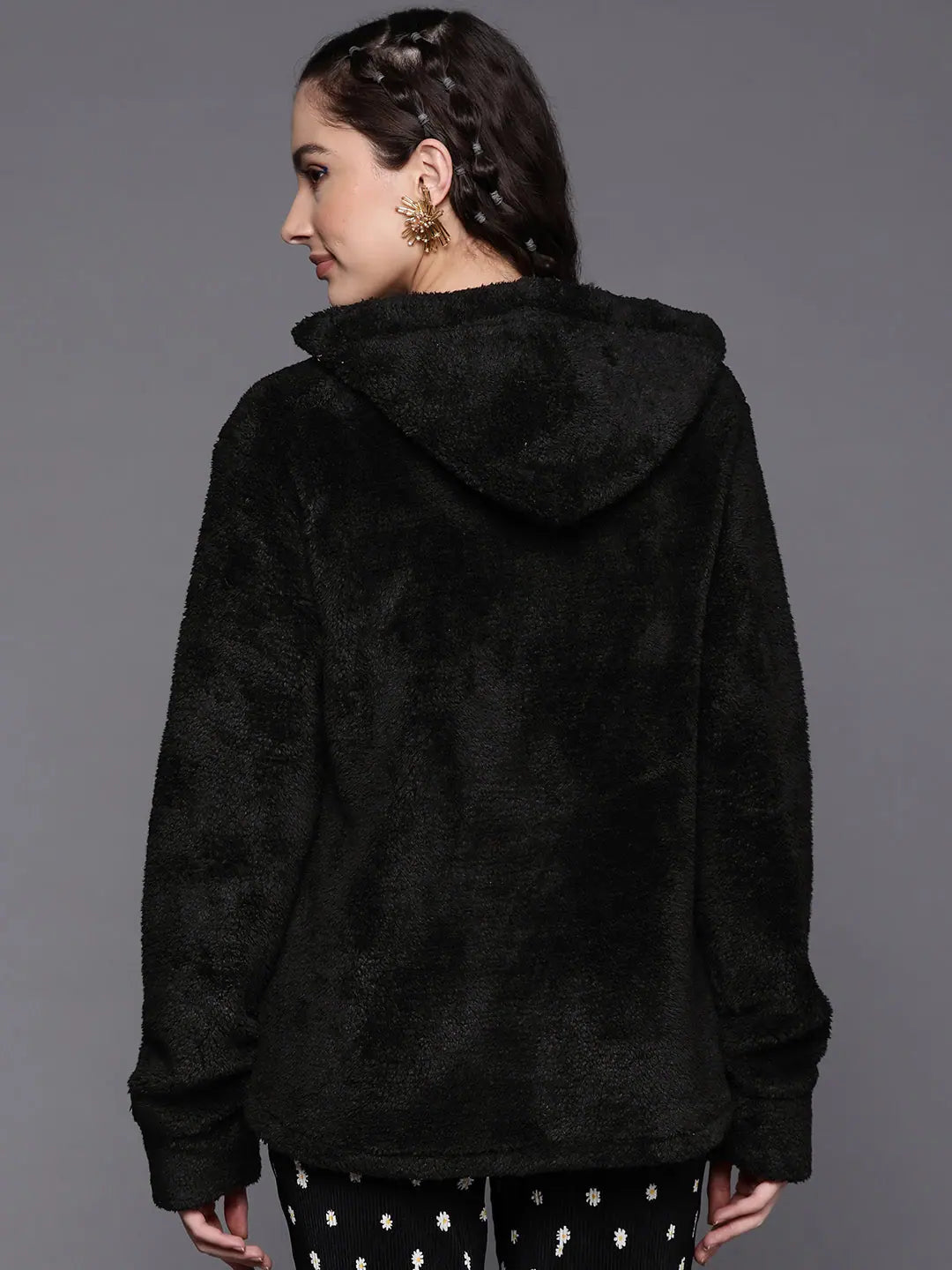 Black Hooded Fur Jacket | Trendy Women's Winter Coats