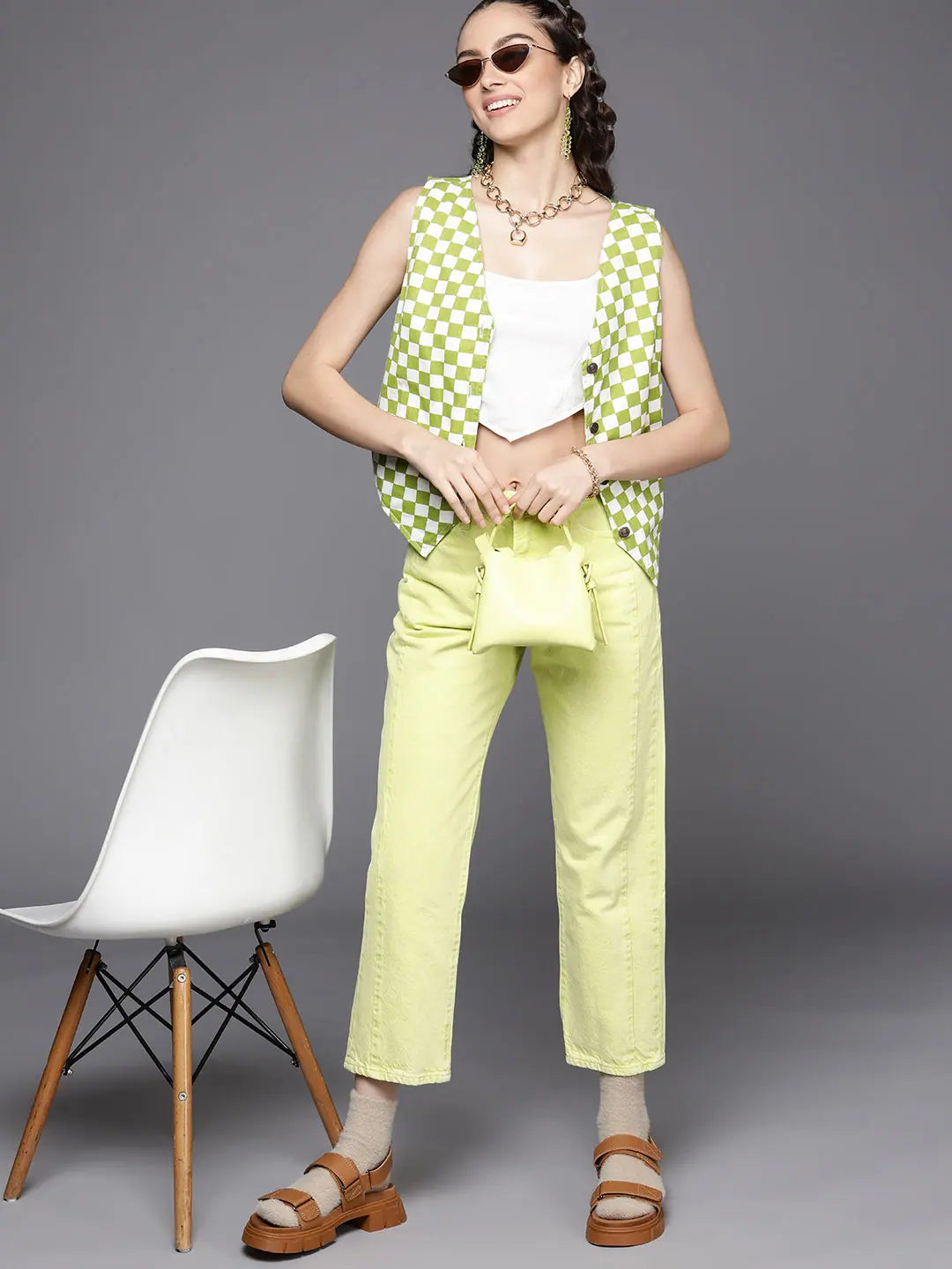 Green Printed Waist Coat - Trendy Women's Fashion Jackets