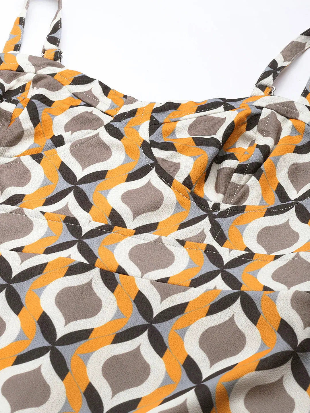 Mustard Geometric Bodycon Dress | Designer Lehenga for Women