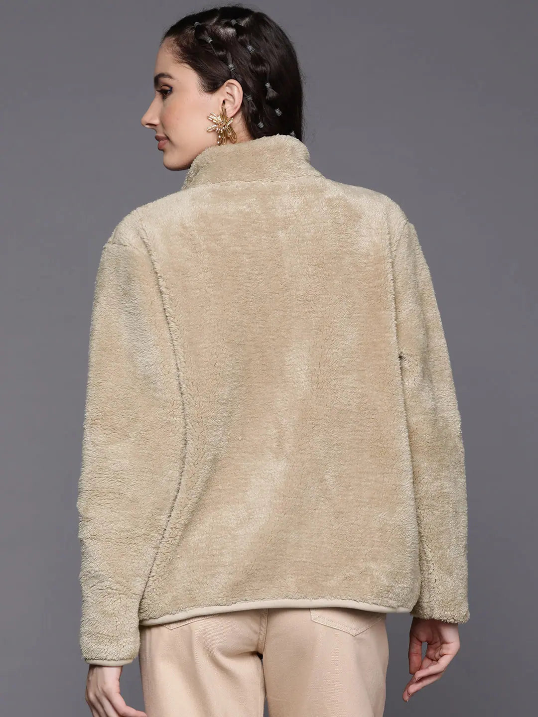 Beige Faux Fur Jacket for Women - Stylish Women's Outerwear