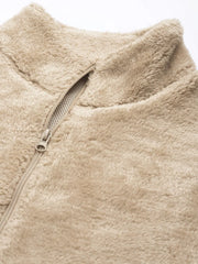 Women Solid Beige Full Sleeve Jacket