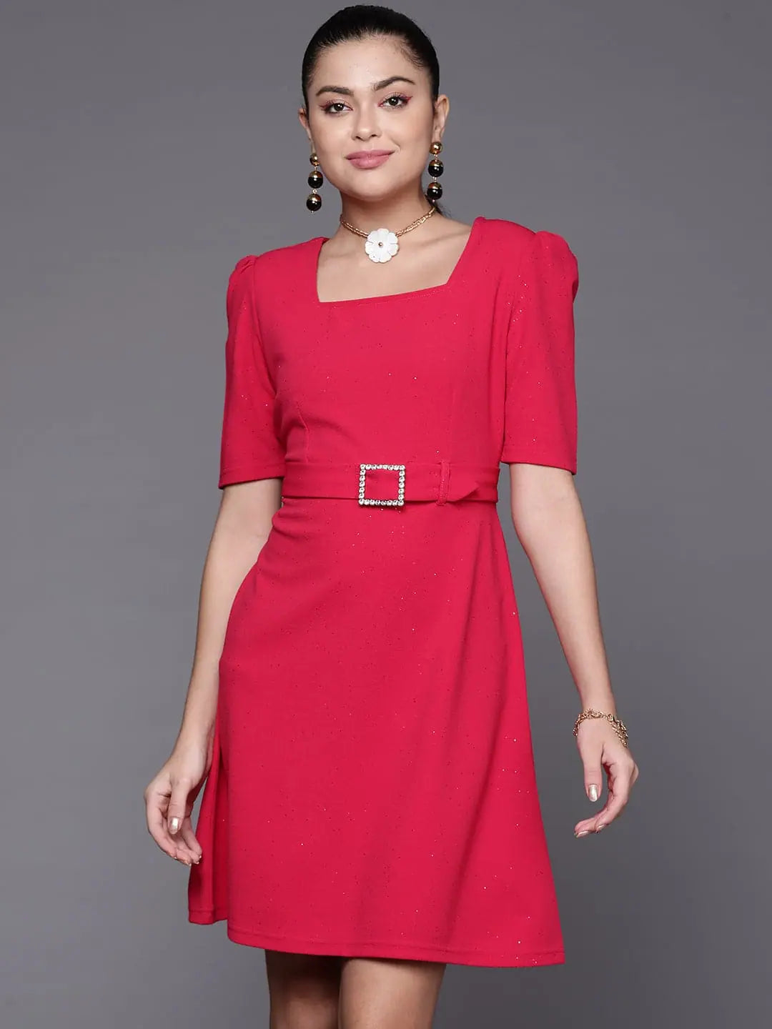 Fuchsia Shimmer A-Line Dress | Women's Party Wear Lehenga