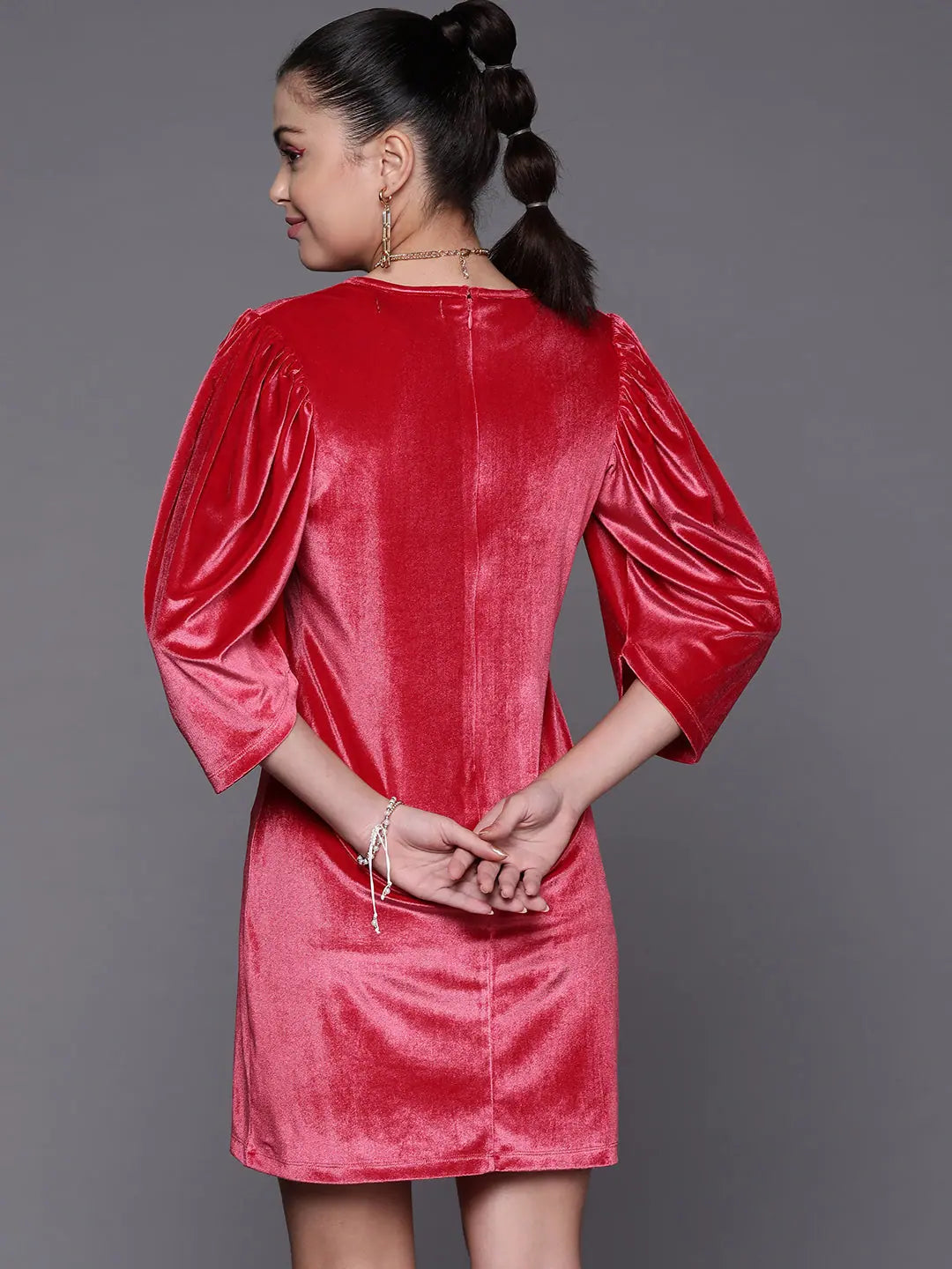 Pink Velvet Shift Dress | Designer Women's Wedding Lehengas