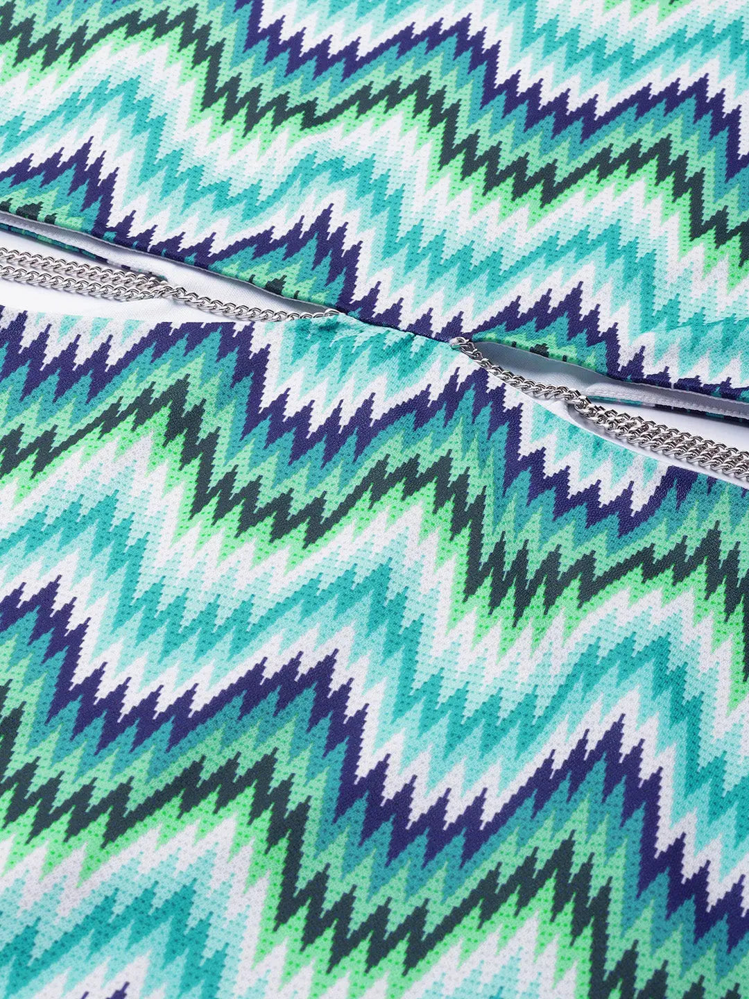 Blue Chevron Print Cut Out Dress | Women's Designer Lehengas