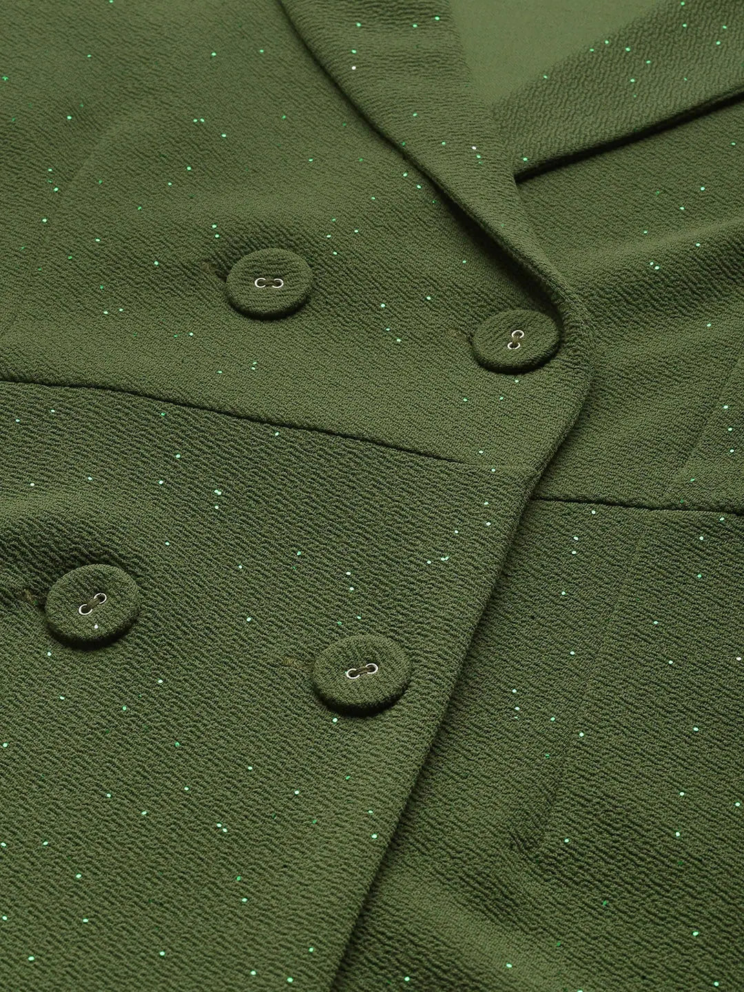 Olive Shimmer Blazer Dress - Women's Double Breasted Party Wear