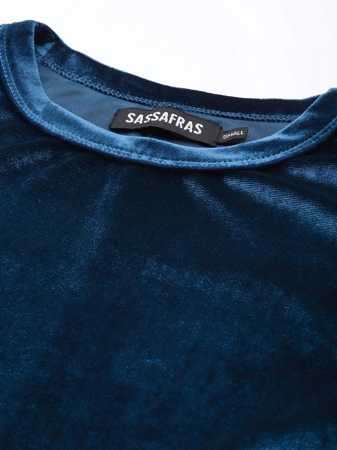 Blue Velvet Dress - Women's Loose Fit Full Sleeve Party Dress