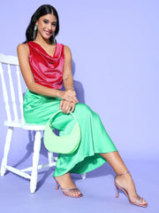 Women Pink Velvet Cowl Neck Top