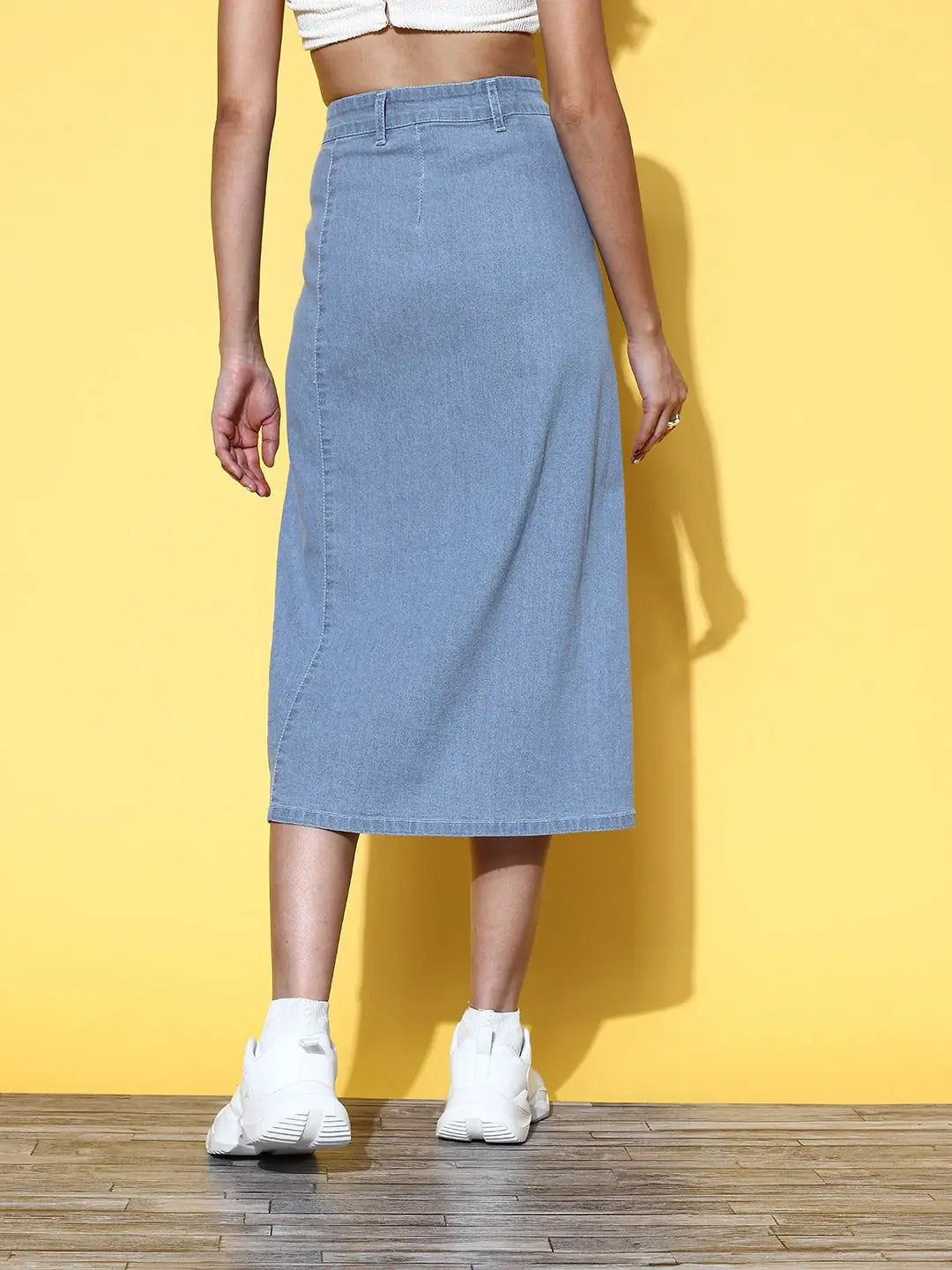 Denim Midi Skirt - Women's Western Wear | Button Front
