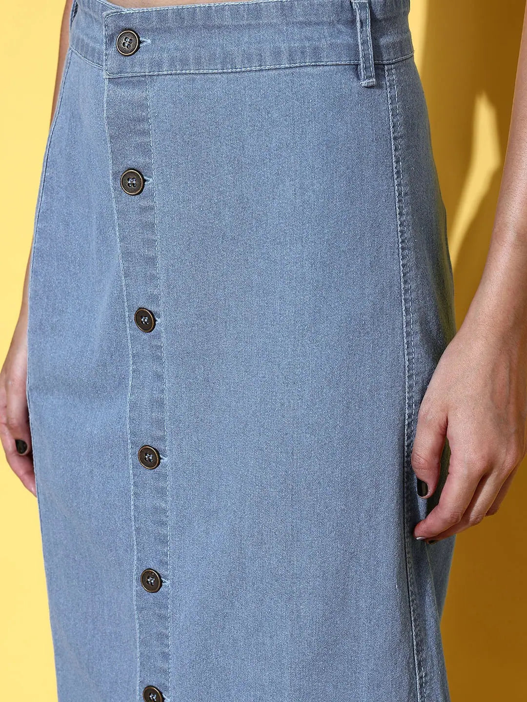 Denim Midi Skirt - Women's Western Wear | Button Front