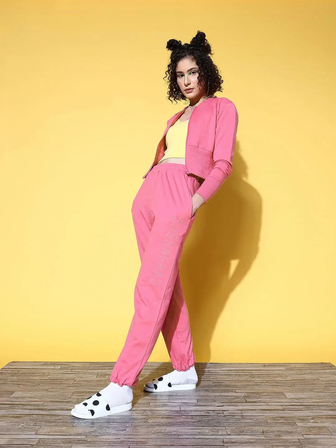 Pink Studded Joggers | Women's Comfortable Western Wear