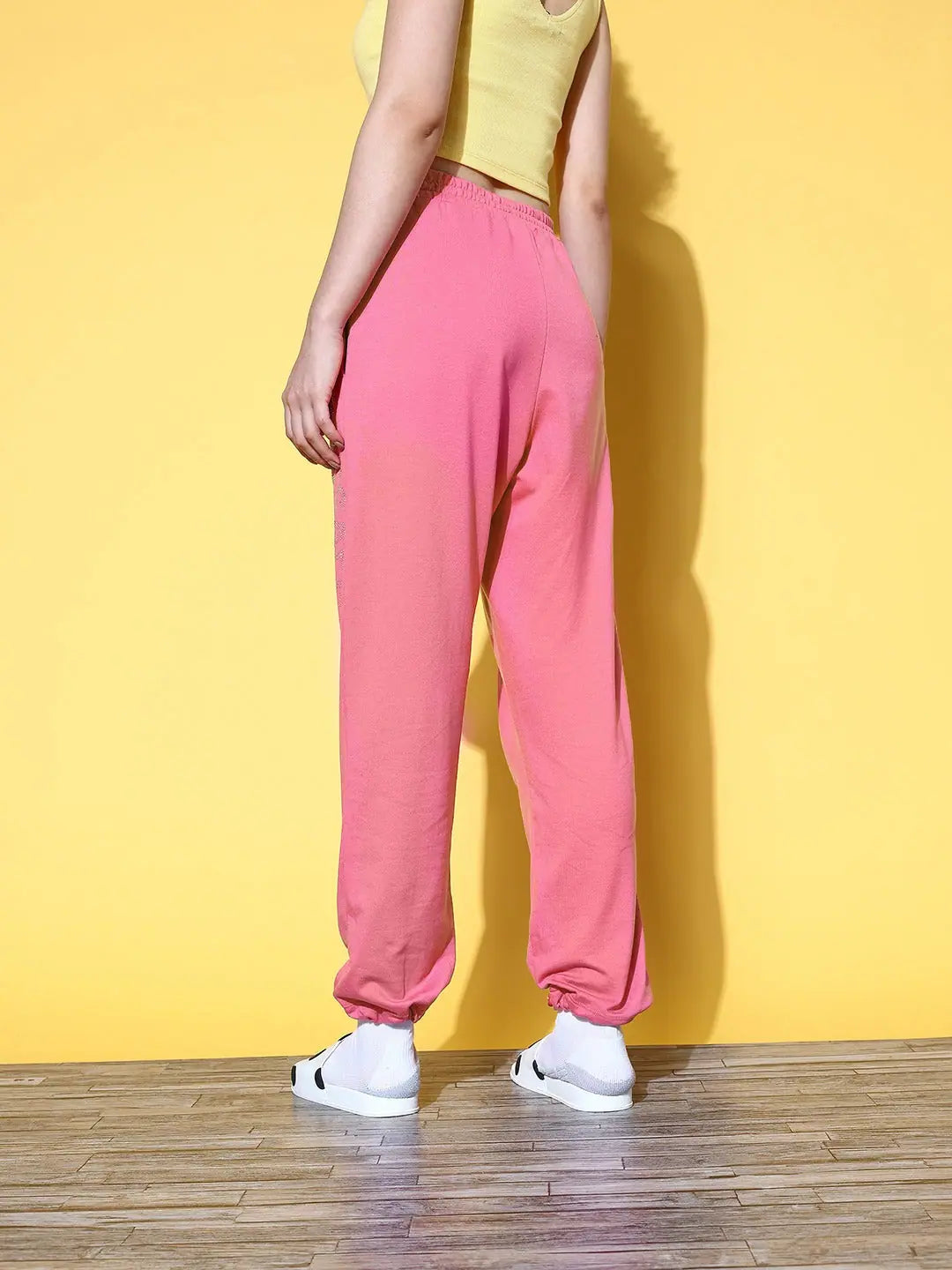 Pink Studded Joggers | Women's Comfortable Western Wear