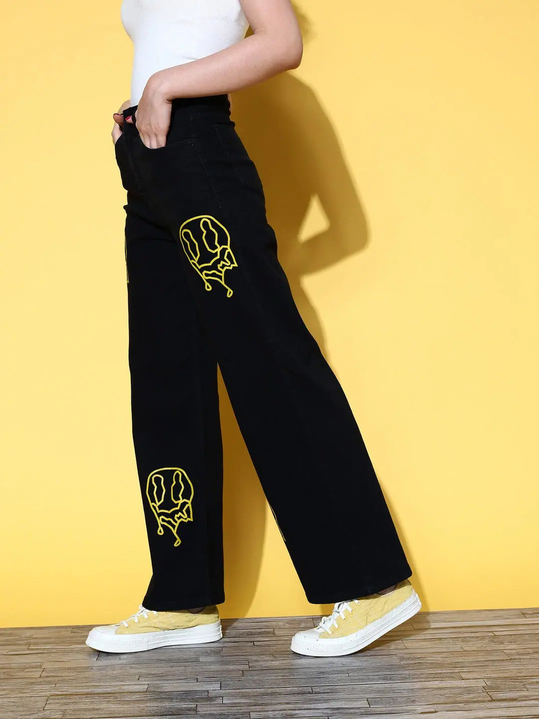 Black Skull Distressed Jeans | Women's Western Wear Outfits