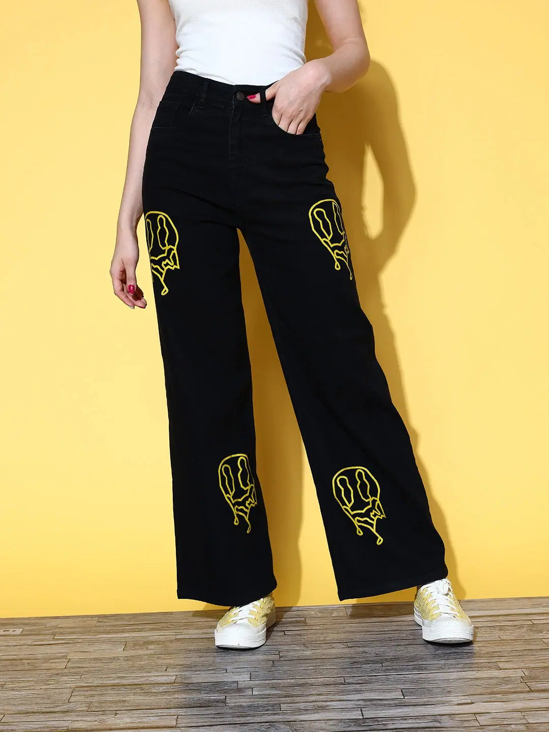 Black Skull Distressed Jeans | Women's Western Wear Outfits