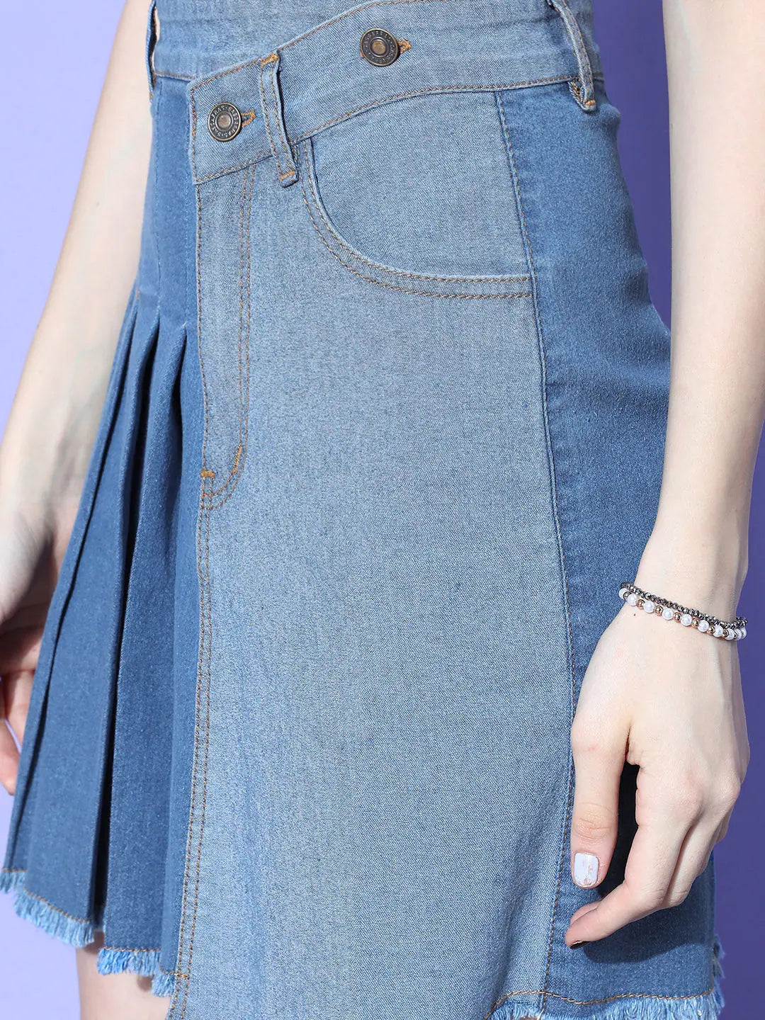 Denim Pleated Wrap Mini Skirt | Women's Western Wear