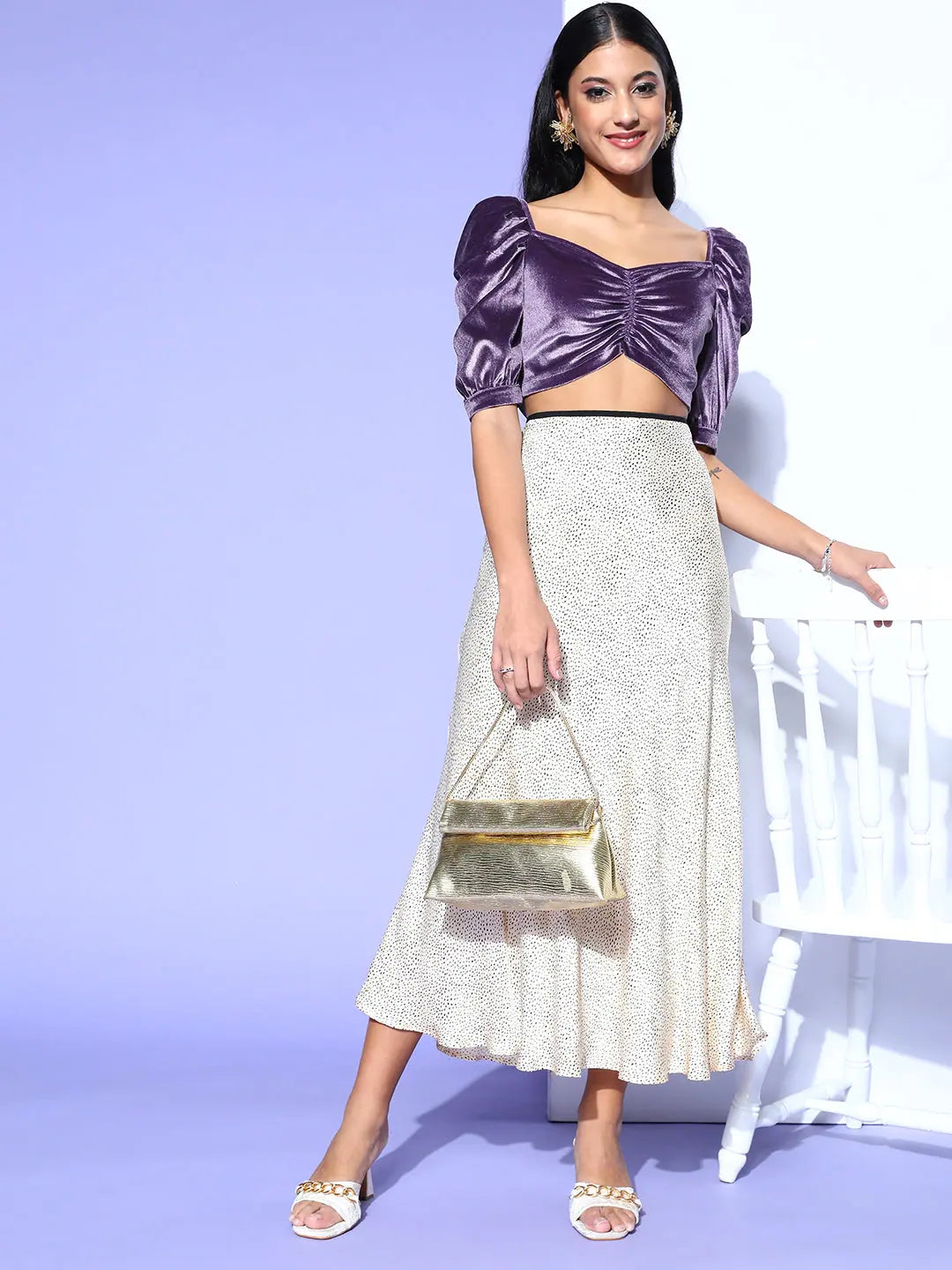Purple Velvet Rouched Top | Women's Western Wear Online