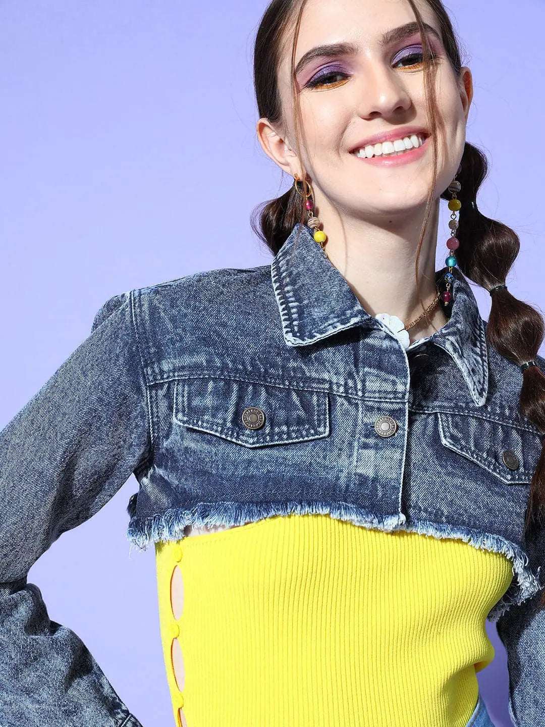 Women Solid Blue Collared Neck Full Sleeve Jacket