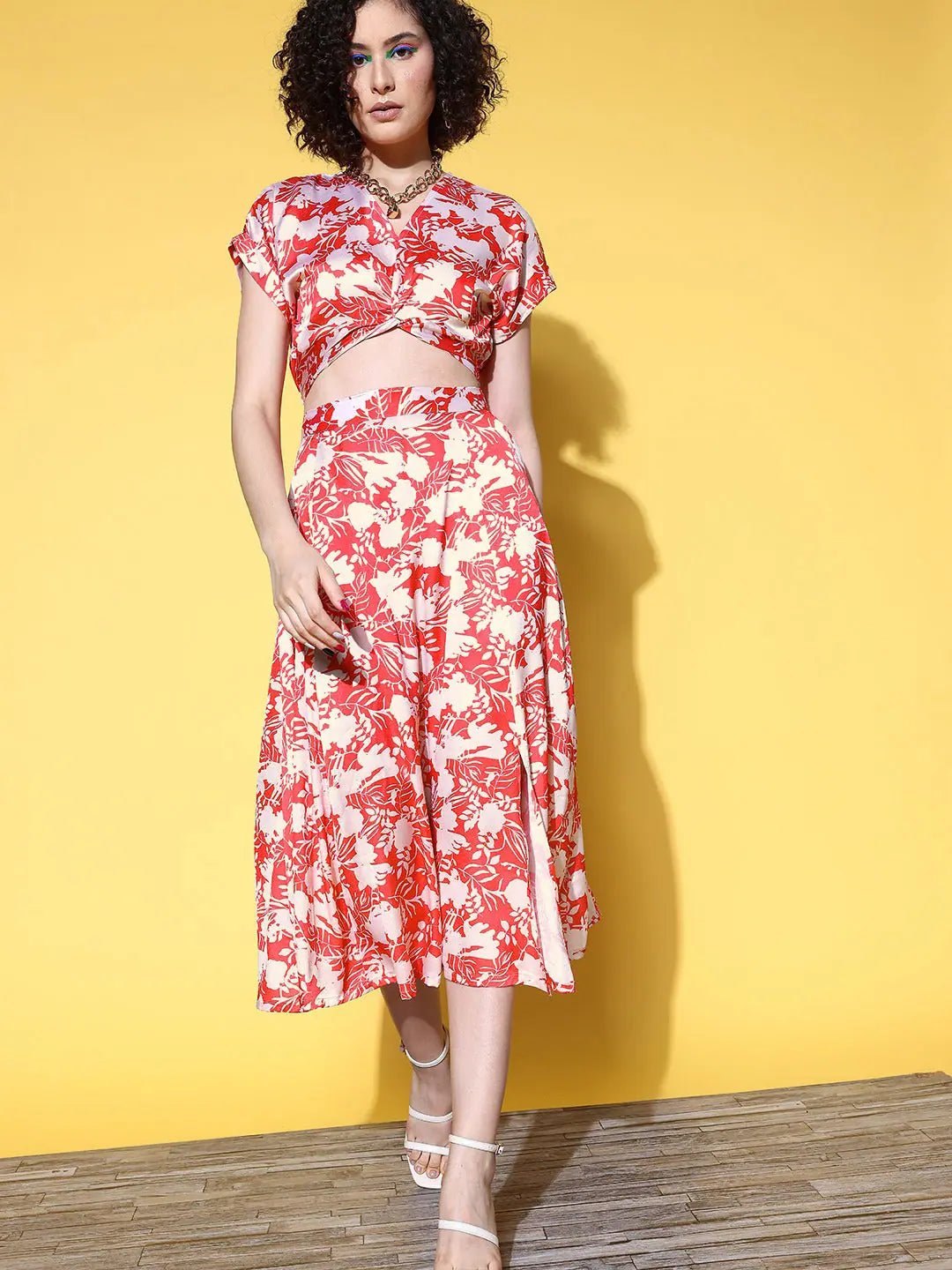 Red Floral Crop Top: Designer Lehenga for Women Online