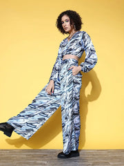 Women Printed Blue Jumpsuits & Sets
