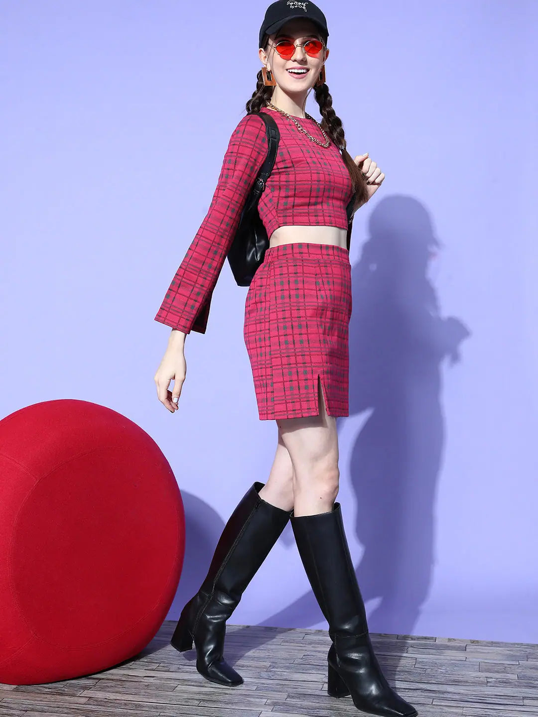 Fuchsia Mini Skirt - Festive Lehenga Look | Side Slit Skirt