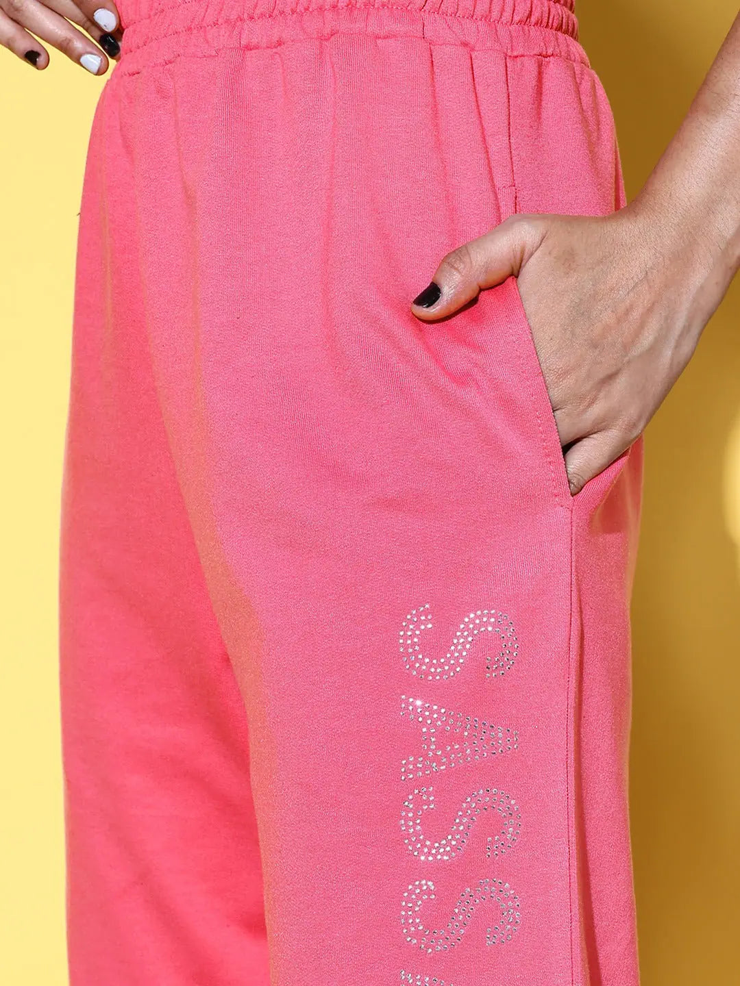 Pink Studded Jogger Set - Women's Designer Lehenga Style