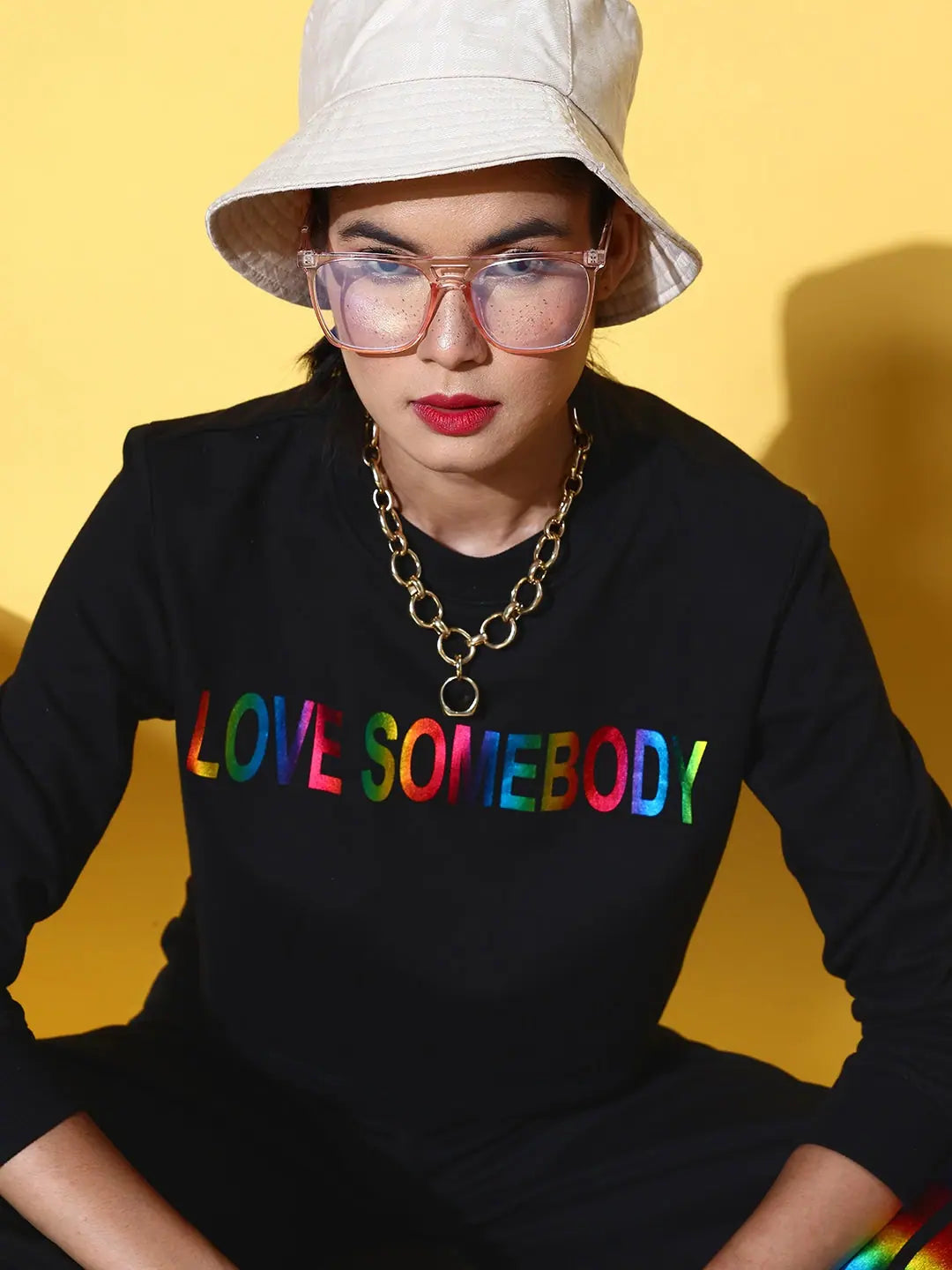 Black LOVE SOMEBODY Sweatshirt Tracksuit - Women's Party Wear