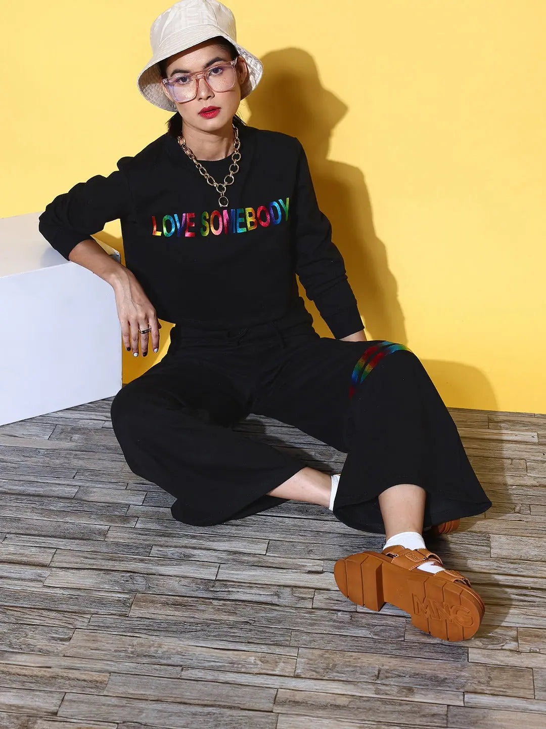 Black LOVE SOMEBODY Sweatshirt Tracksuit - Women's Party Wear