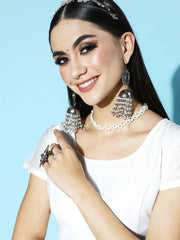 Women White Mirror Embroidered Crop Top