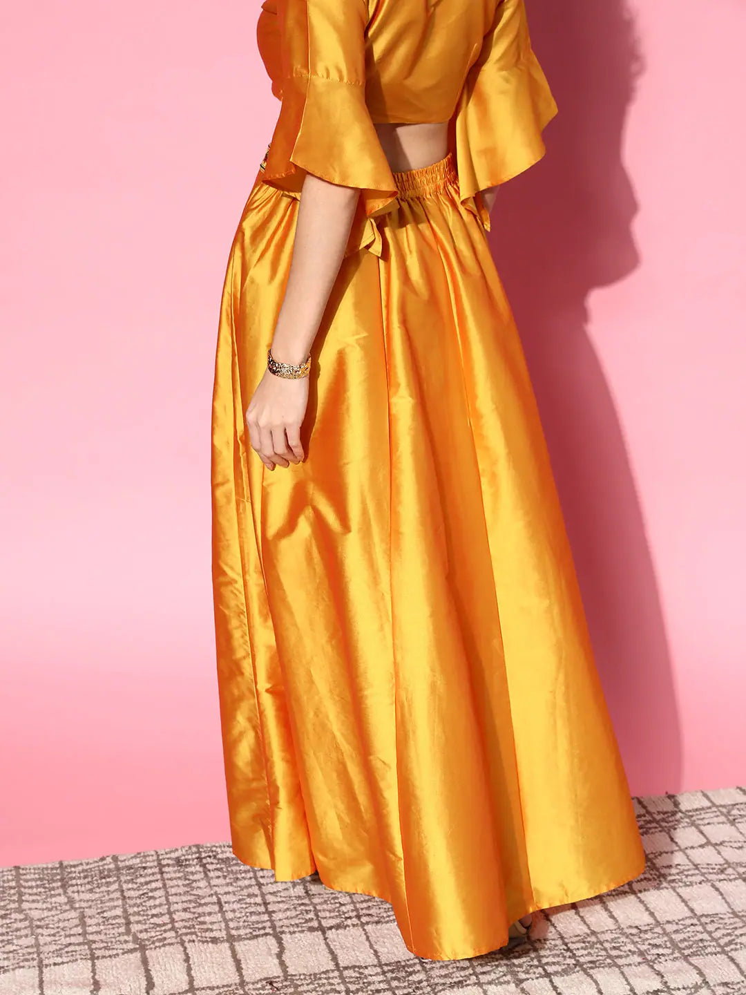 Mustard Embroidered Anarkali Skirt - Ethnic Skirts for Women