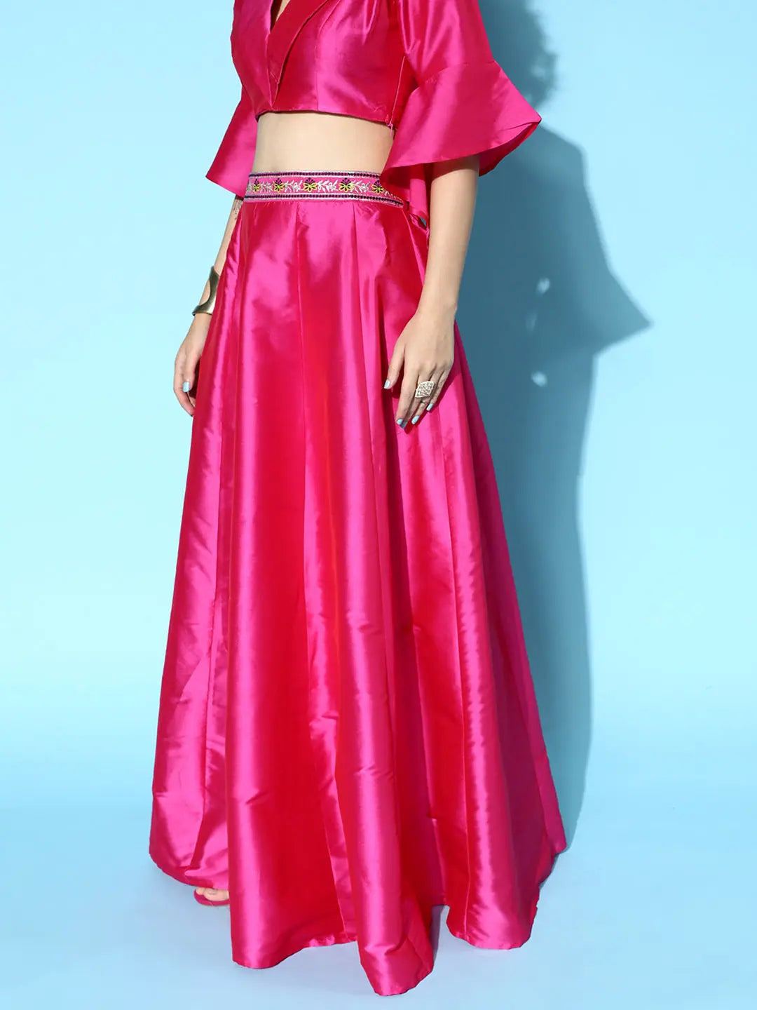 Pink Embroidered Anarkali Skirt - Women's Ethnic Skirt