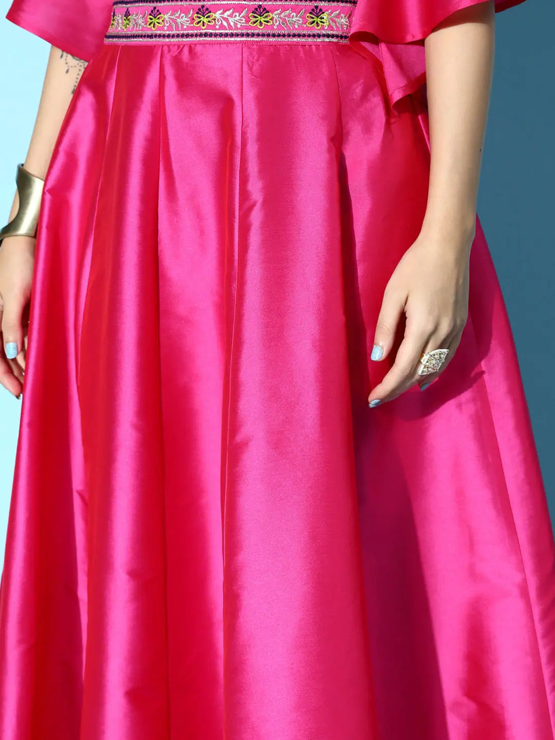 Pink Embroidered Anarkali Skirt - Women's Ethnic Skirt