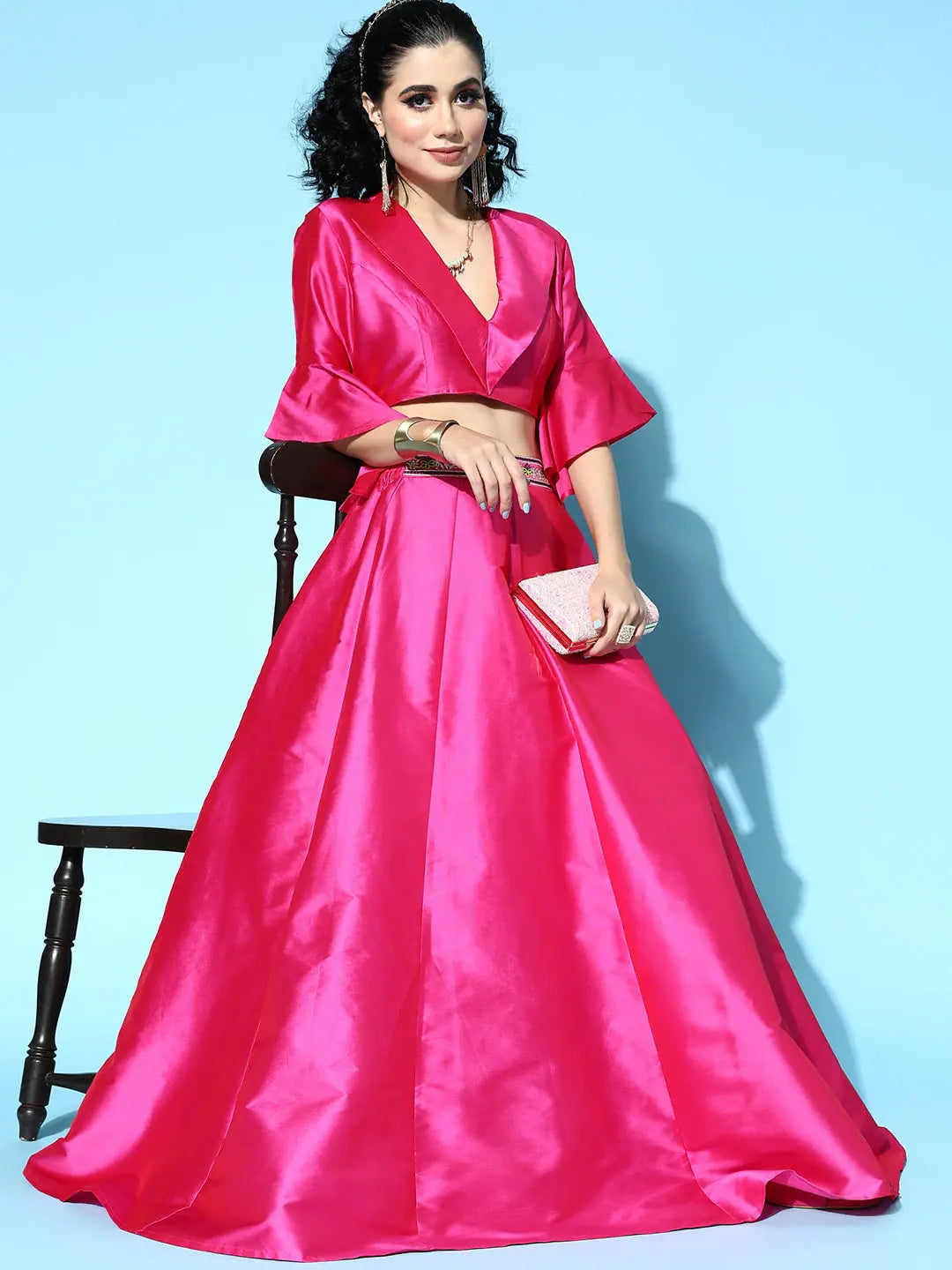 Pink Embroidered Anarkali Skirt - Women's Ethnic Skirt