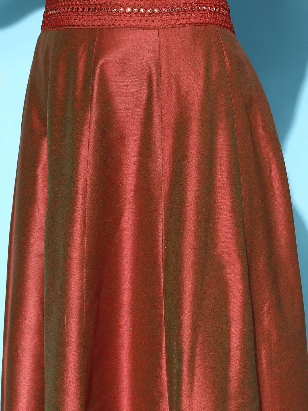Rust Embroidered Anarkali Skirt | Women's Ethnic Maxi Skirts