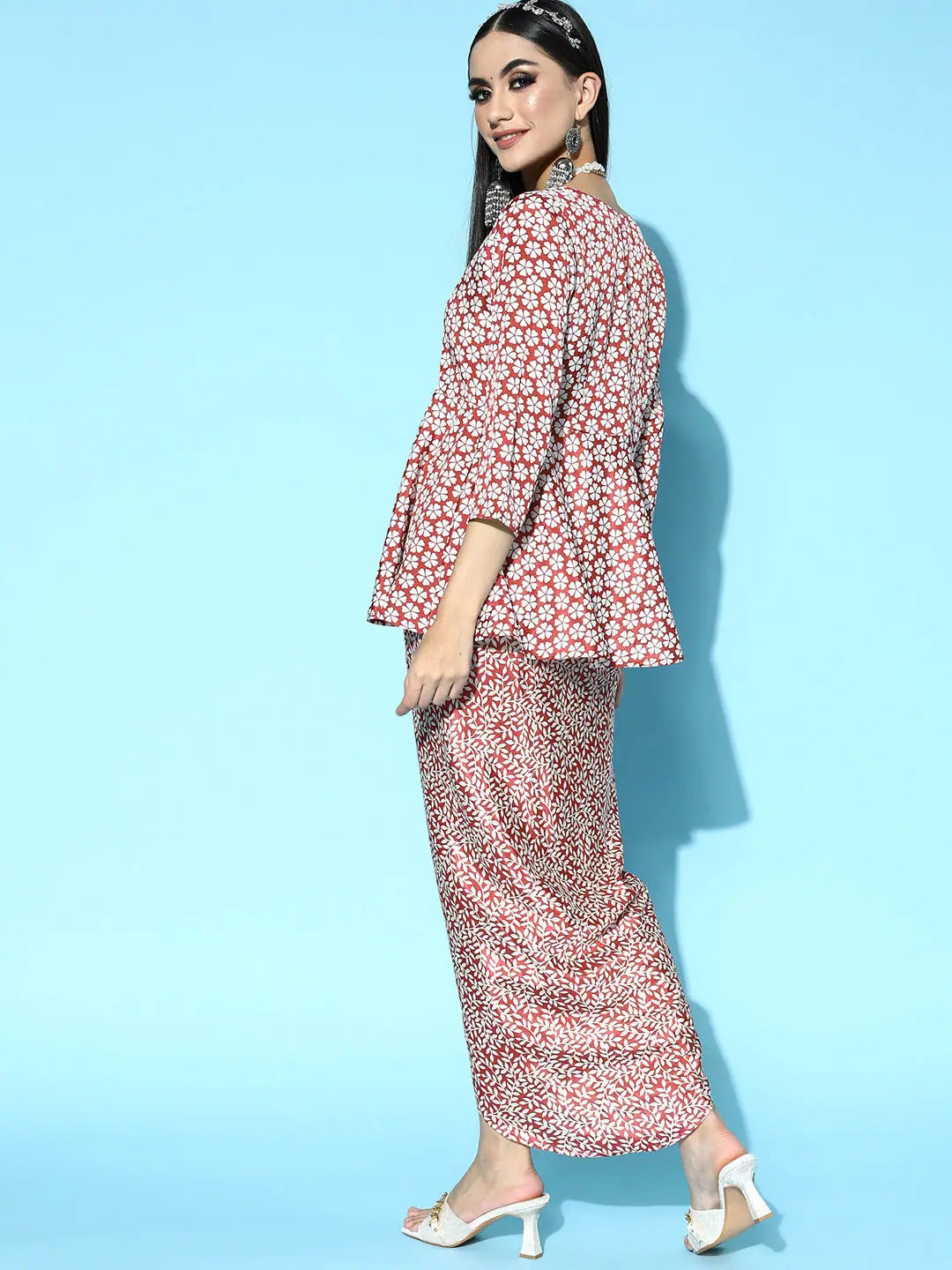 Floral Peplum Dhoti Skirt Set | Women's Dhoti Pants Outfit