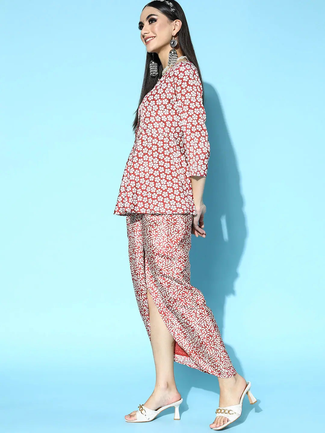 Floral Peplum Dhoti Skirt Set | Women's Dhoti Pants Outfit