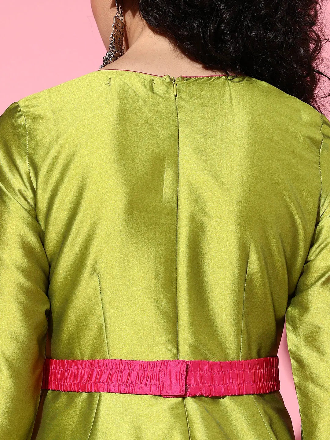 Green Contrast Border Anarkali Maxi Dress | Anarkali Suits